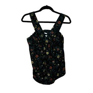 Mine Tank Top Pink White Floral Print Ruffled Straps